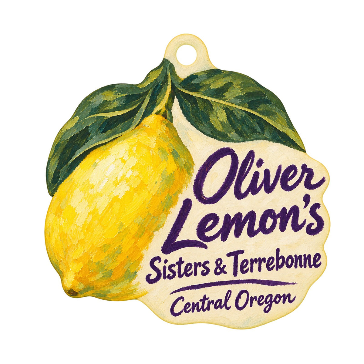 Oliver Lemon's Logo custom wood ornament OC218 on white