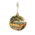 Saint Mary's College Museum of Art Store — Store identity custom wood ornament OC2198, photographic gold spiral hook