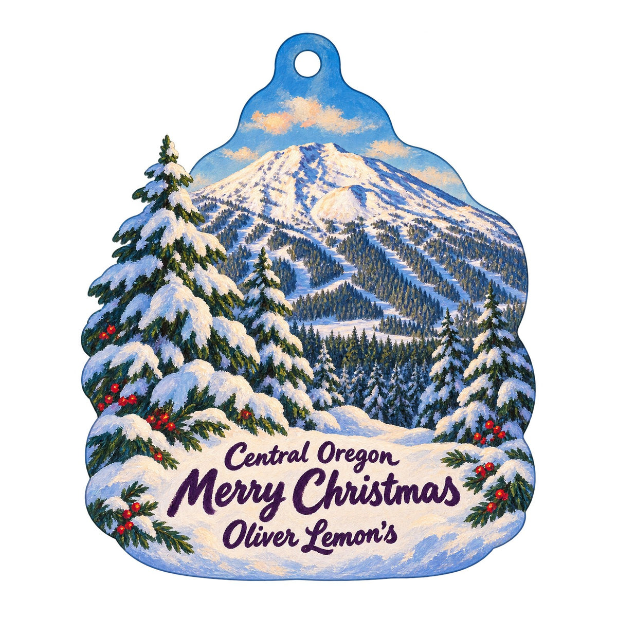Oliver Lemon's Christmas custom wood ornament OC219 on white