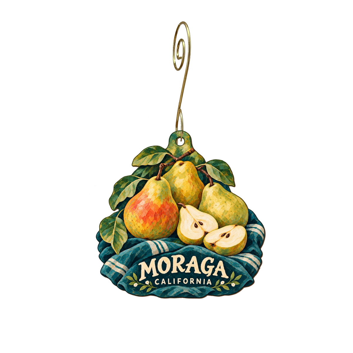 Saint Mary's College Museum of Art Store — Local inspiration custom wood ornament OC2200, photographic gold spiral hook