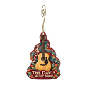 The Davis Music Shop — Store identity custom wood ornament OC2201, photographic gold spiral hook