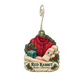 Red Rabbit Boutique — Christmas custom wood ornament OC2205, photographic gold spiral hook