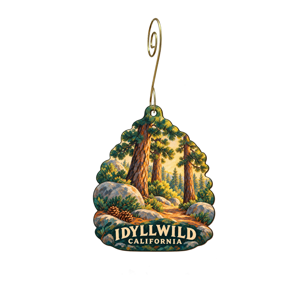 Red Rabbit Boutique — Local inspiration custom wood ornament OC2206, photographic gold spiral hook