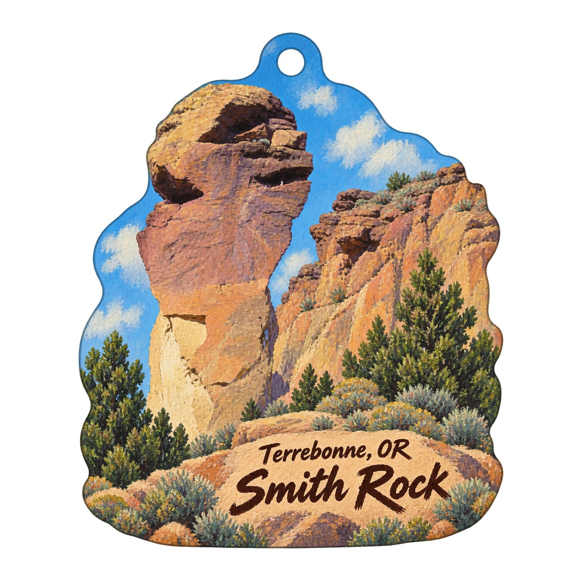 Oliver Lemon's Town Icon custom wood ornament OC220 on white
