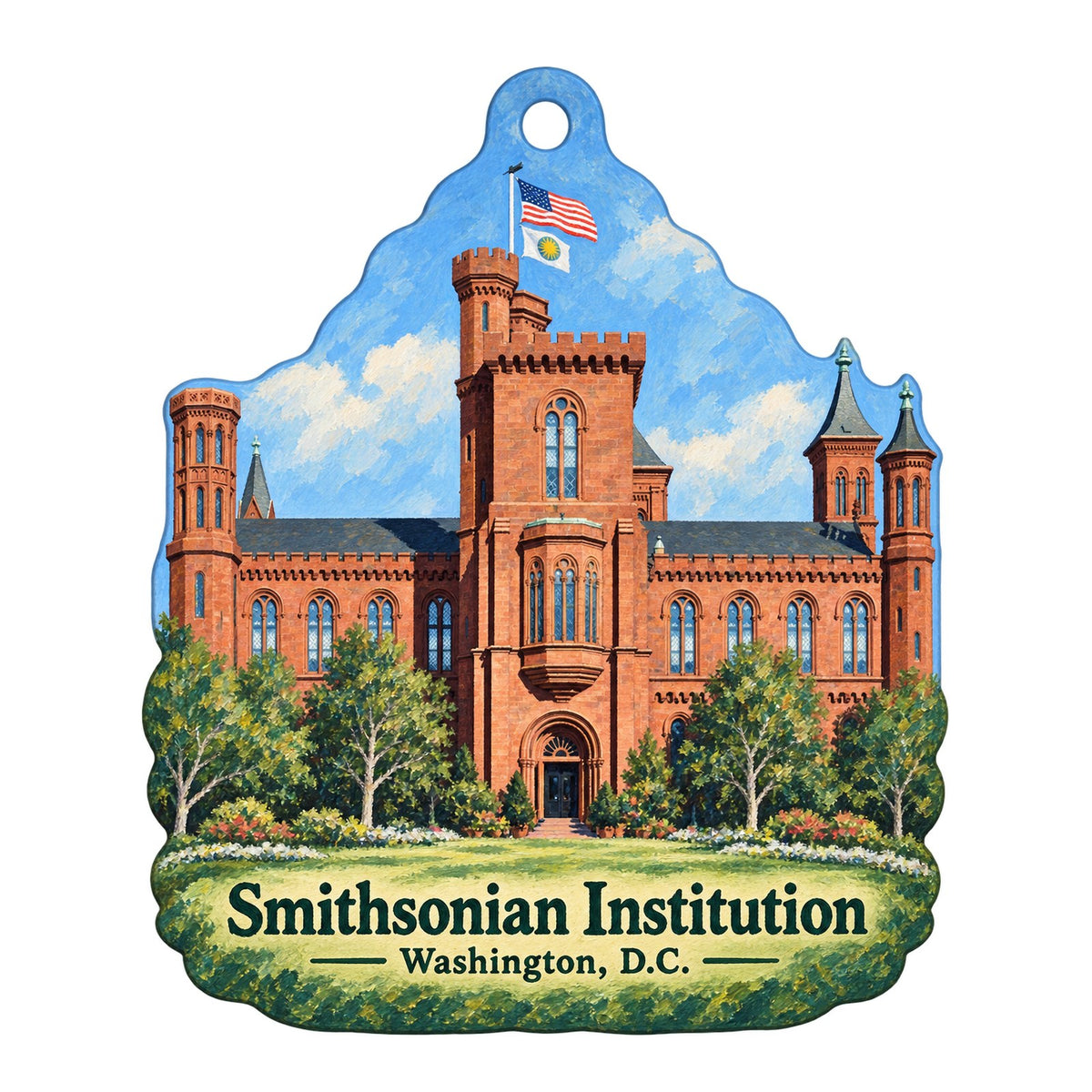 Smithsonian Museum Stores - NMAH receiving dock Logo custom wood ornament OC221 on white