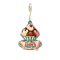 Lyon's Corner Drug & Soda Fountain — Store identity custom wood ornament OC2225, photographic gold spiral hook