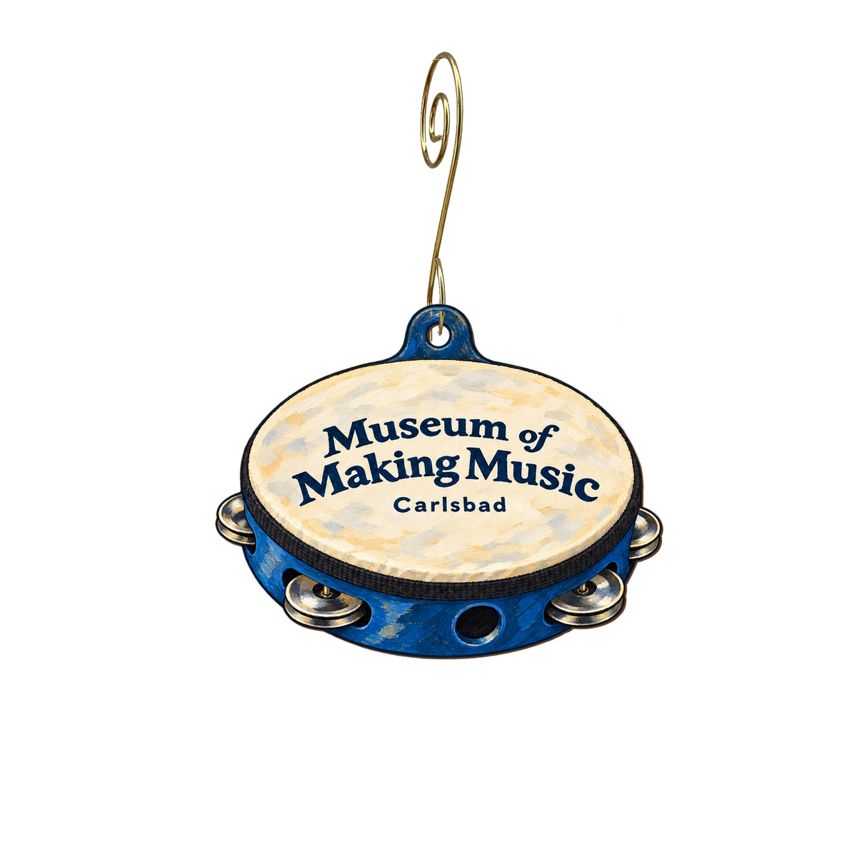Museum of Making Music — Store identity custom wood ornament OC2228, photographic gold spiral hook