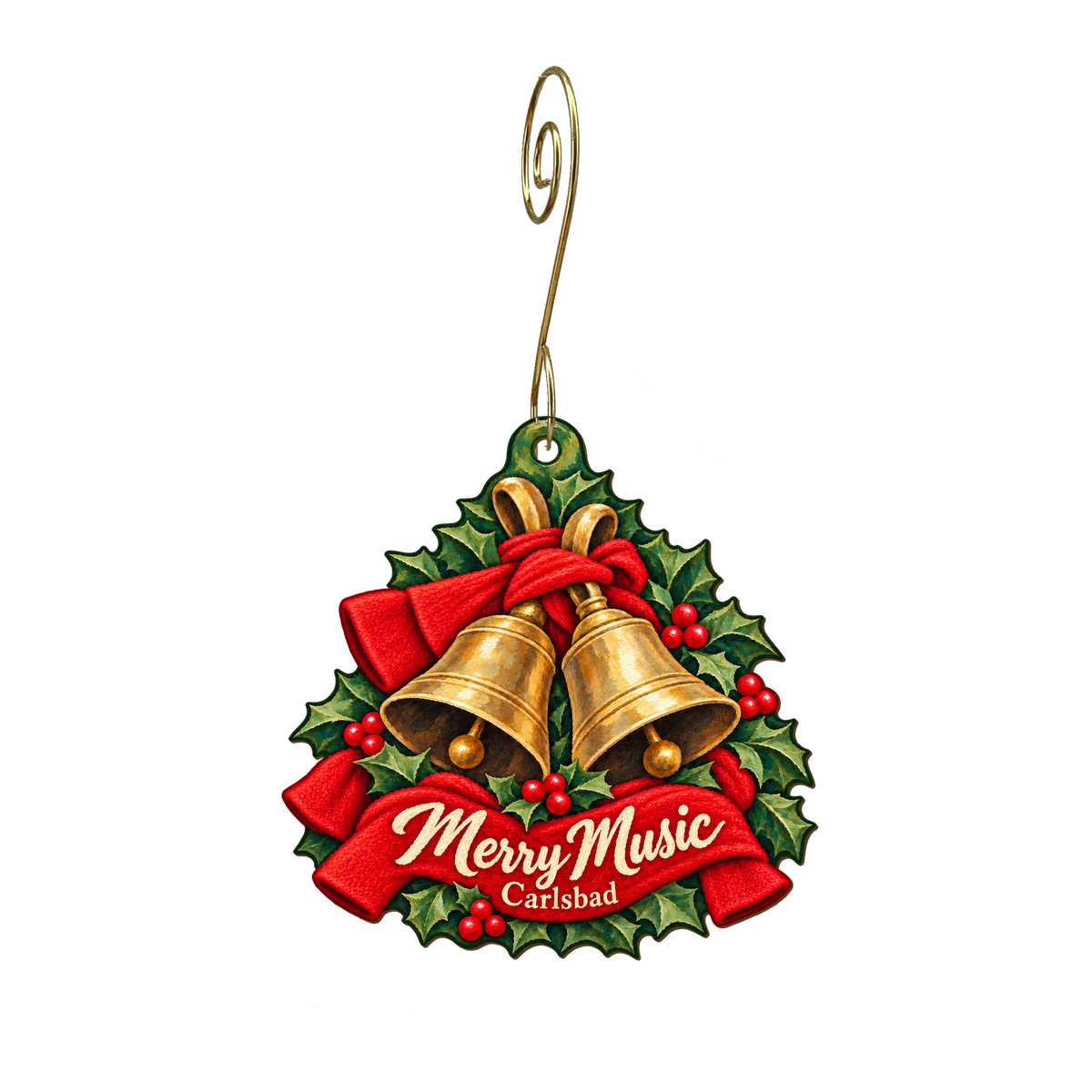 Museum of Making Music — Christmas custom wood ornament OC2229, photographic gold spiral hook