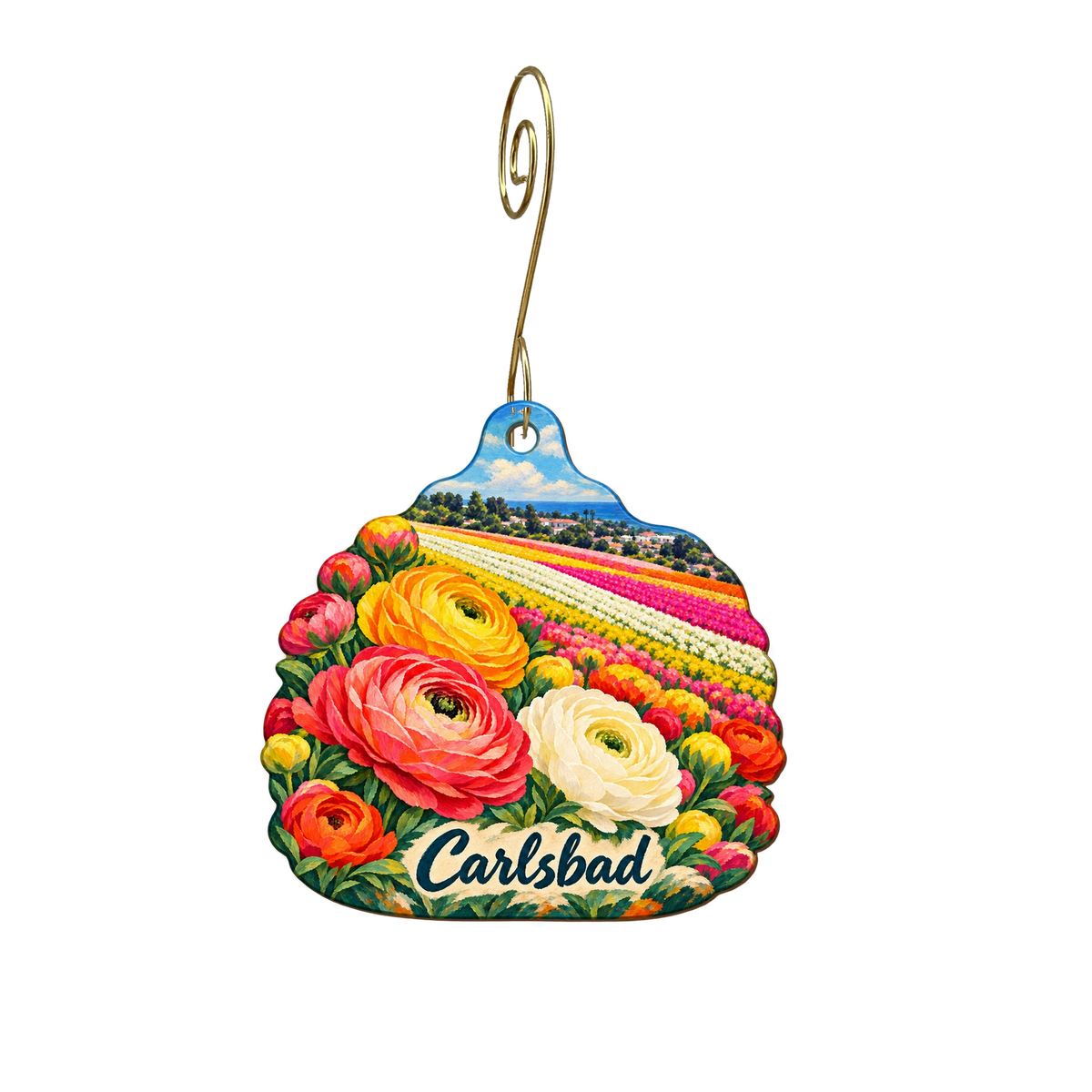 Museum of Making Music — Local inspiration custom wood ornament OC2230, photographic gold spiral hook