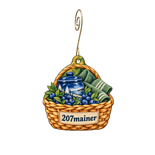 207mainer — Store identity custom wood ornament OC2231, photographic gold spiral hook