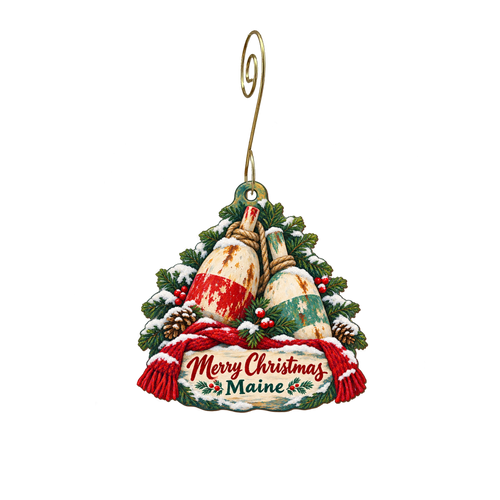 207mainer — Christmas custom wood ornament OC2232, photographic gold spiral hook