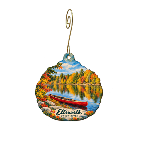 207mainer — Local inspiration custom wood ornament OC2233, photographic gold spiral hook