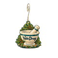 Valu drug — Store identity custom wood ornament OC2234, photographic gold spiral hook