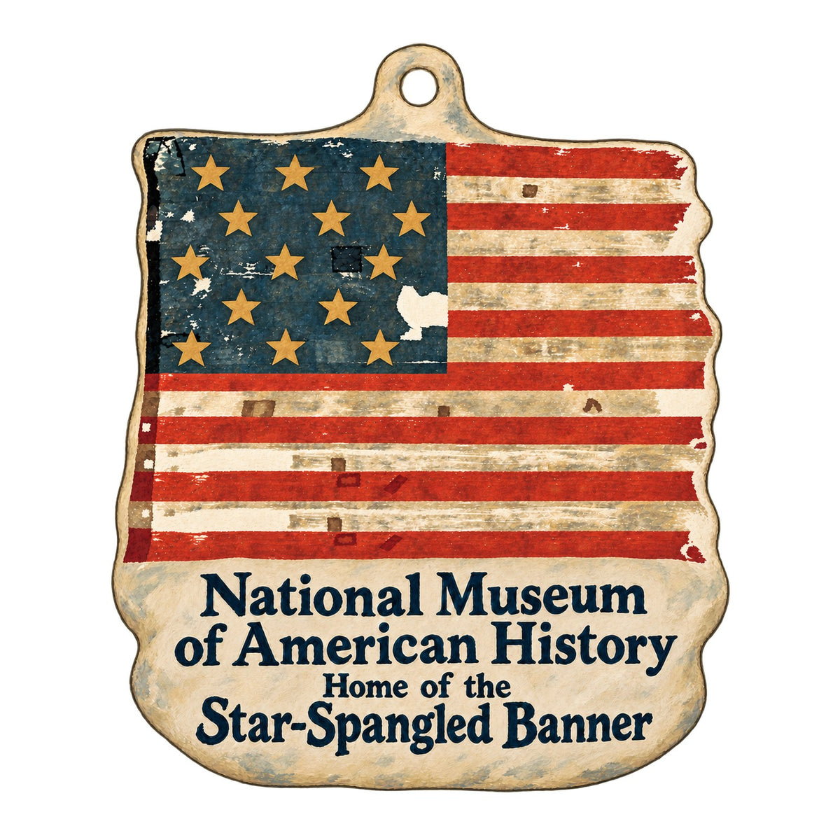 Smithsonian Museum Stores - NMAH receiving dock Town Icon custom wood ornament OC223 on white
