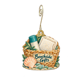 Beachside Gifts — Store identity custom wood ornament OC2243, photographic gold spiral hook