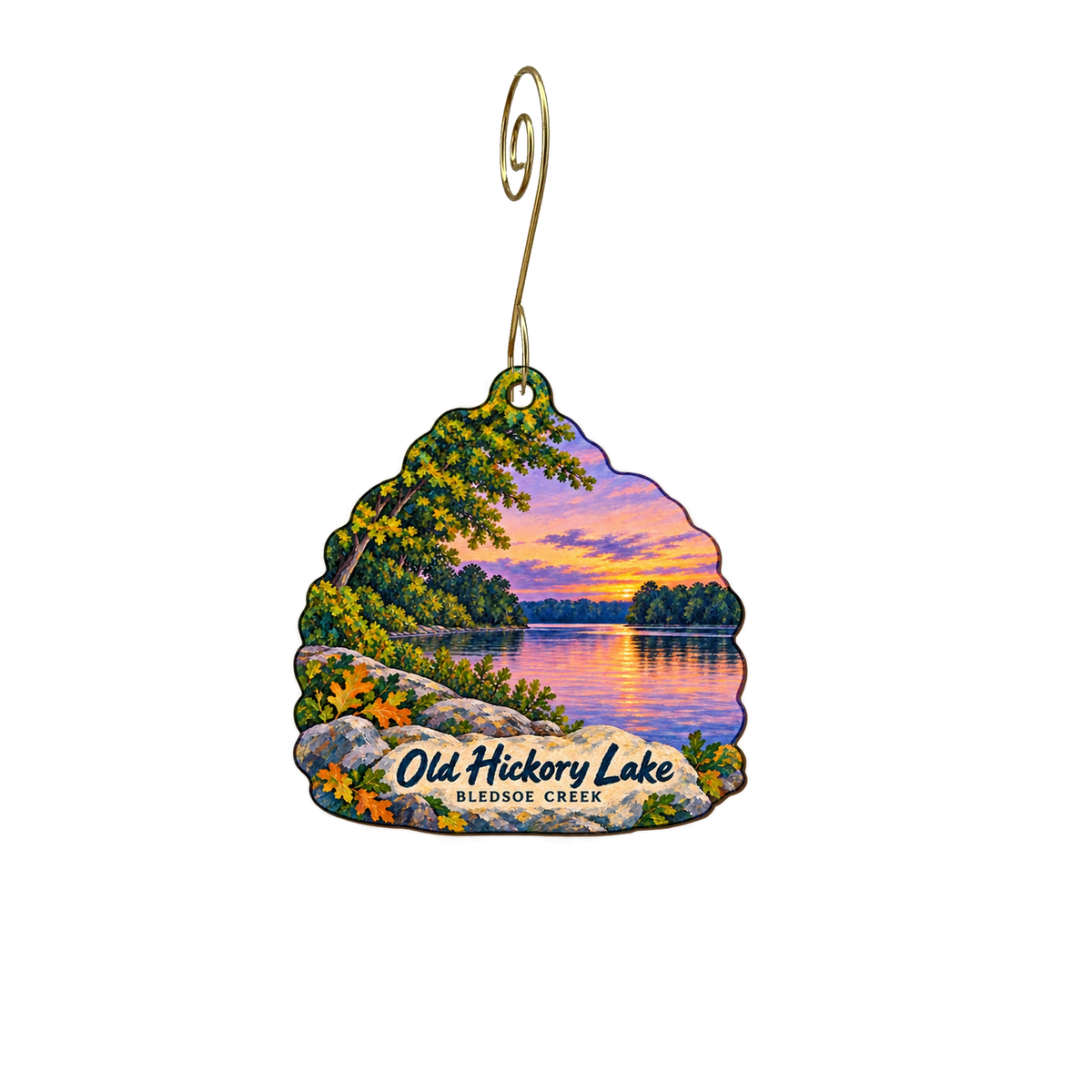 Bledsoe Creek State Park — Local inspiration custom wood ornament OC2248, photographic gold spiral hook