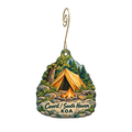 Covert/South Haven KOA — Store identity custom wood ornament OC2249, photographic gold spiral hook