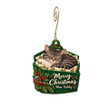 Mac Tabby Cat Cafe — Christmas custom wood ornament OC2253, photographic gold spiral hook