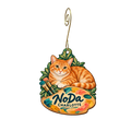 Mac Tabby Cat Cafe — Local inspiration custom wood ornament OC2254, photographic gold spiral hook