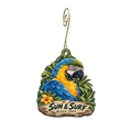 Sun and Surf Beach Shop — Store identity custom wood ornament OC2261, photographic gold spiral hook