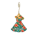 Beach Bodies — Store identity custom wood ornament OC2267, photographic gold spiral hook