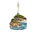 Monterey Museum of Art — Local inspiration custom wood ornament OC2275, photographic gold spiral hook