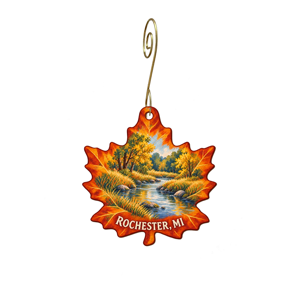 Legends of Time — Local inspiration custom wood ornament OC2278, photographic gold spiral hook