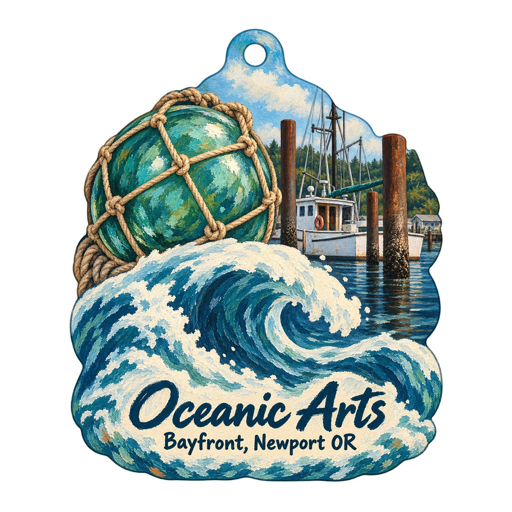Oceanic Arts Logo custom wood ornament OC227 on white