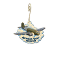 Michigan Flight Museum — Store identity custom wood ornament OC2291, photographic gold spiral hook