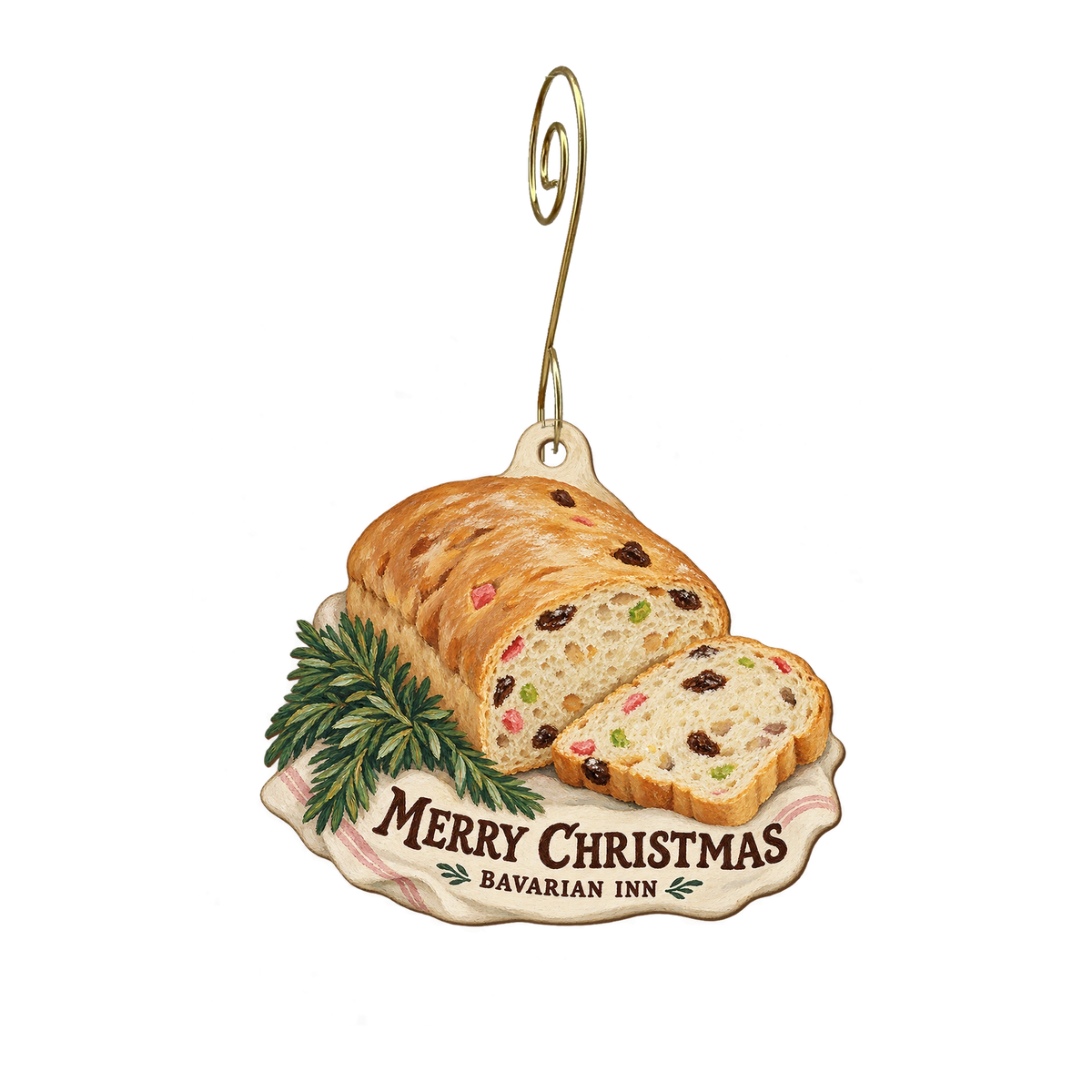Frankenmuth Bavarian Inn — Christmas custom wood ornament OC2295, photographic gold spiral hook