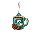 97 Rock House — Store identity custom wood ornament OC2297, photographic gold spiral hook