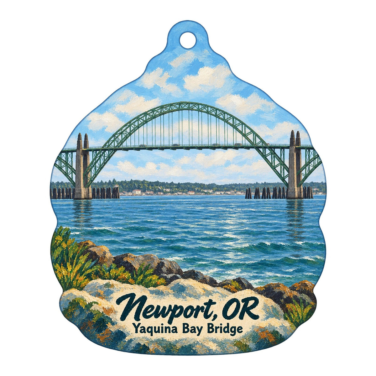 Oceanic Arts Town Icon custom wood ornament OC229 on white