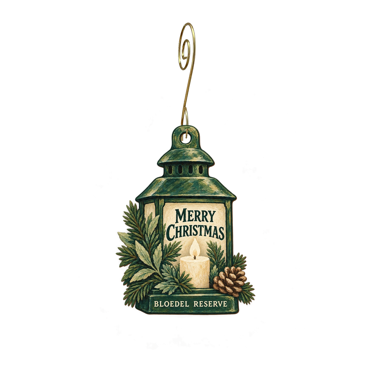 The Shop at Bloedel Reserve — Christmas custom wood ornament OC2304, photographic gold spiral hook
