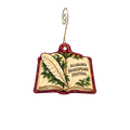 Alabama Shakesepeare Festival gift shop — Store identity custom wood ornament OC2306, photographic gold spiral hook