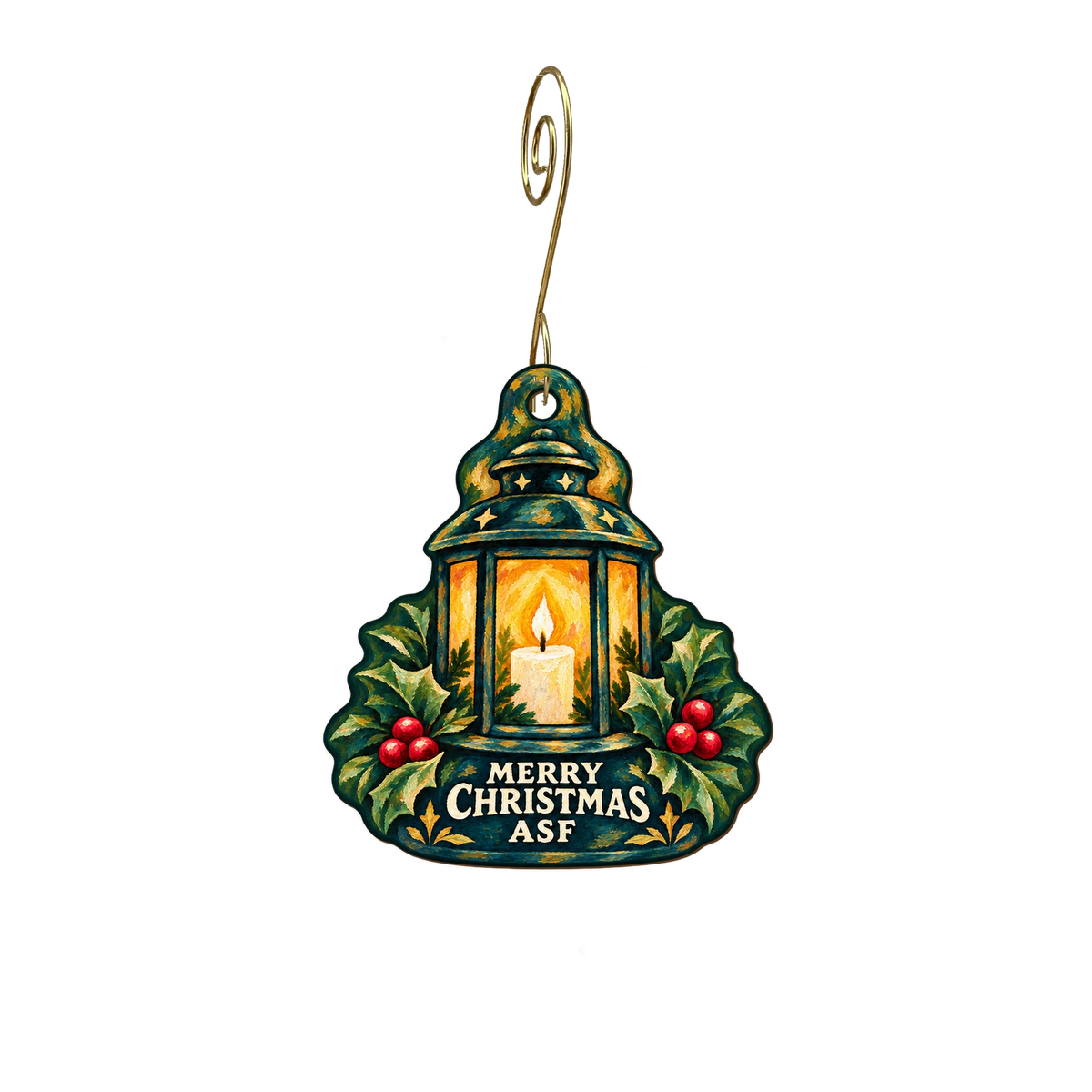 Alabama Shakesepeare Festival gift shop — Christmas custom wood ornament OC2307, photographic gold spiral hook