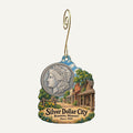 Silver Dollar City Logo custom wood ornament OC230 hanging on hook
