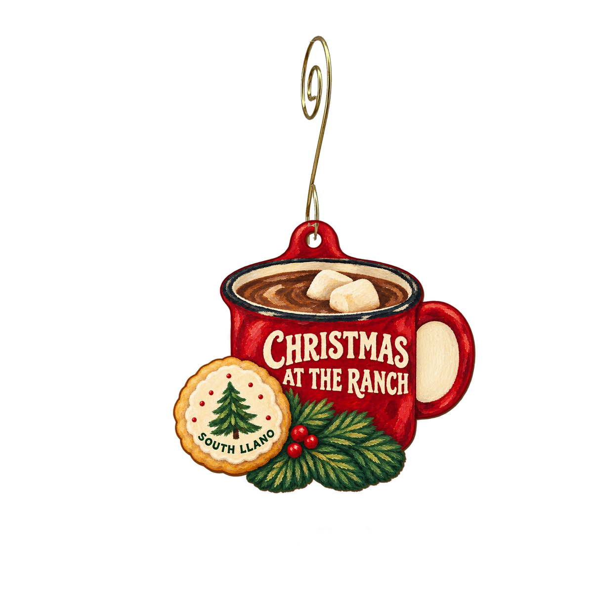 TPWD - South Llano River SP — Christmas custom wood ornament OC2316, photographic gold spiral hook