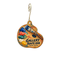 Gallery Route One — Store identity custom wood ornament OC2318, photographic gold spiral hook