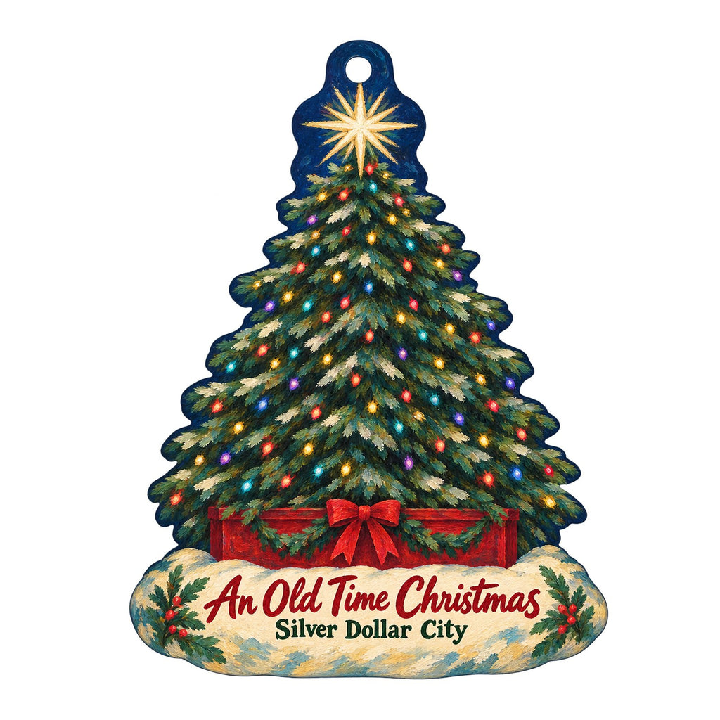 Silver Dollar City Christmas custom wood ornament OC231 on white