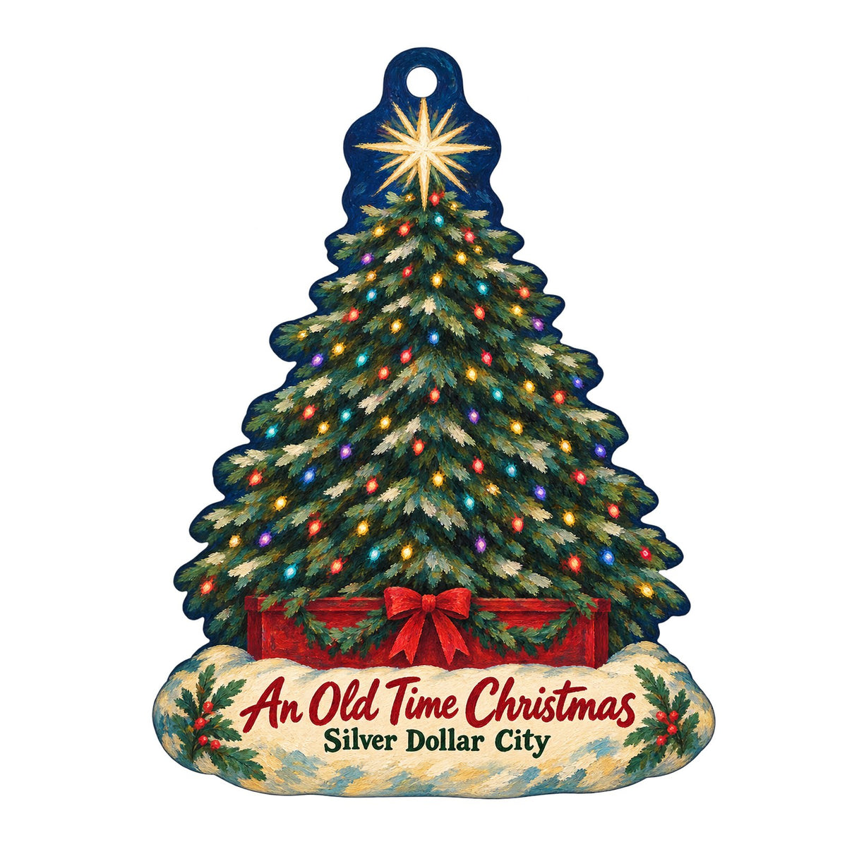 Silver Dollar City Christmas custom wood ornament OC231 on white