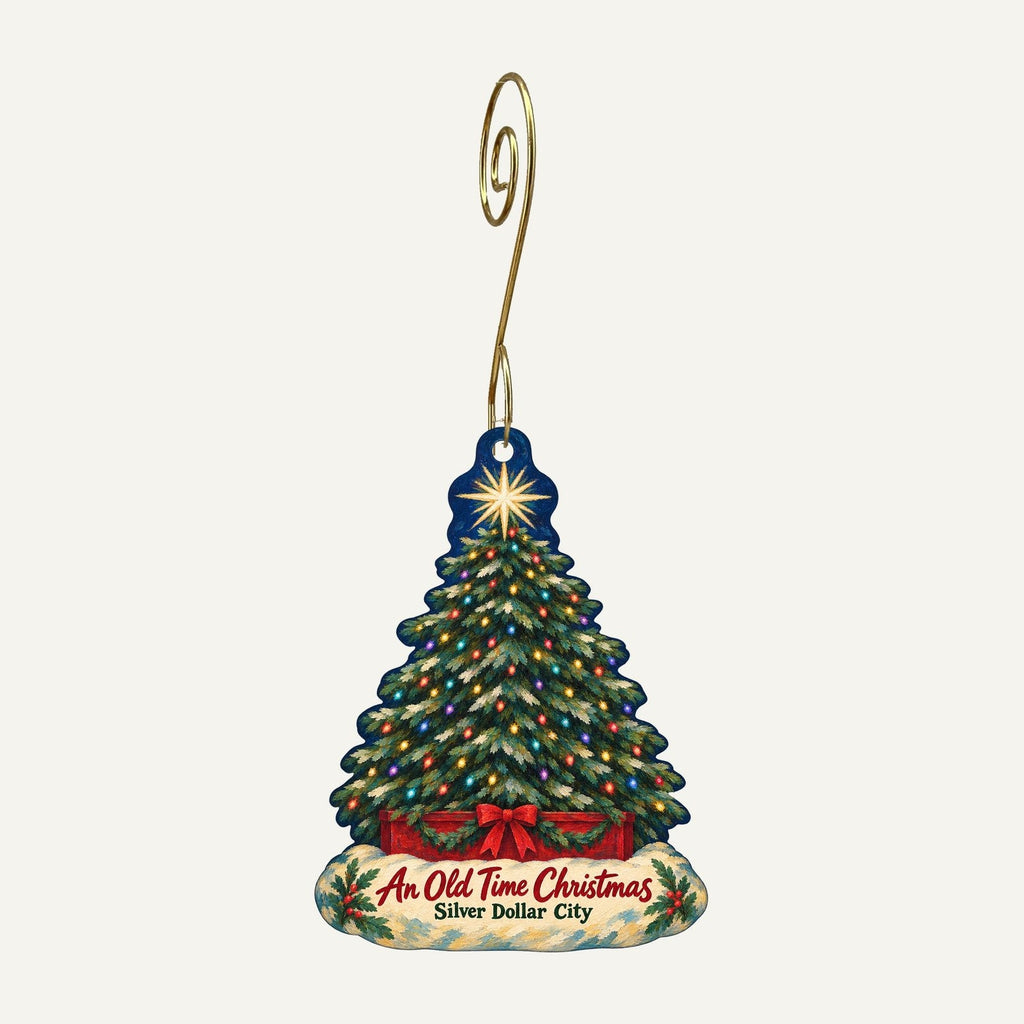 Silver Dollar City Christmas custom wood ornament OC231 hanging on hook