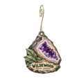 Wildewood — Store identity custom wood ornament OC2324, photographic gold spiral hook