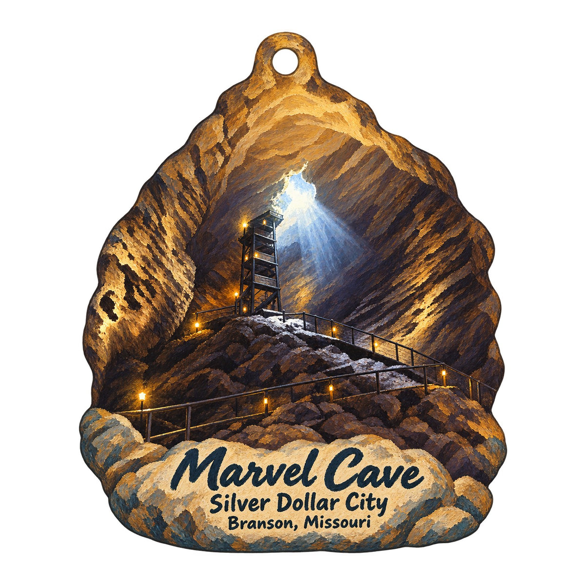 Silver Dollar City Town Icon custom wood ornament OC232 on white