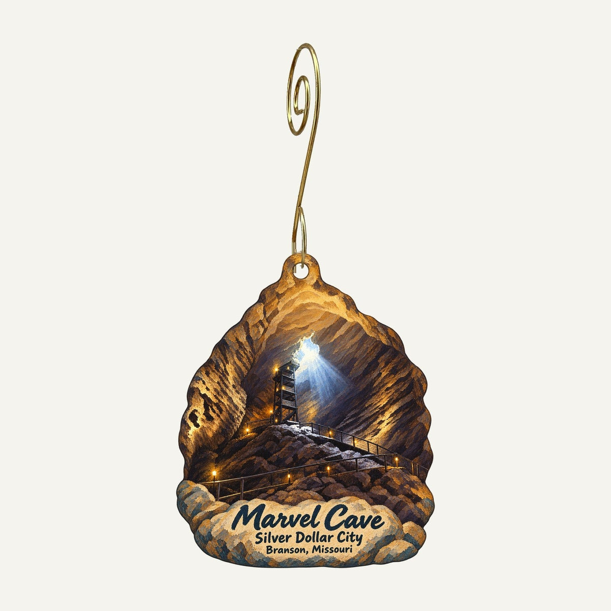 Silver Dollar City Town Icon custom wood ornament OC232 hanging on hook