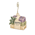 Magpie AZ — Store identity custom wood ornament OC2330, photographic gold spiral hook