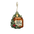 Magpie AZ — Christmas custom wood ornament OC2331, photographic gold spiral hook