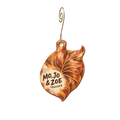 Mo, Jo & Zoe — Store identity custom wood ornament OC2333, photographic gold spiral hook