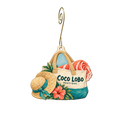 Coco Lobo Boutique — Store identity custom wood ornament OC2336, photographic gold spiral hook