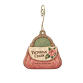 Victorian Charm — Store identity custom wood ornament OC2339, photographic gold spiral hook