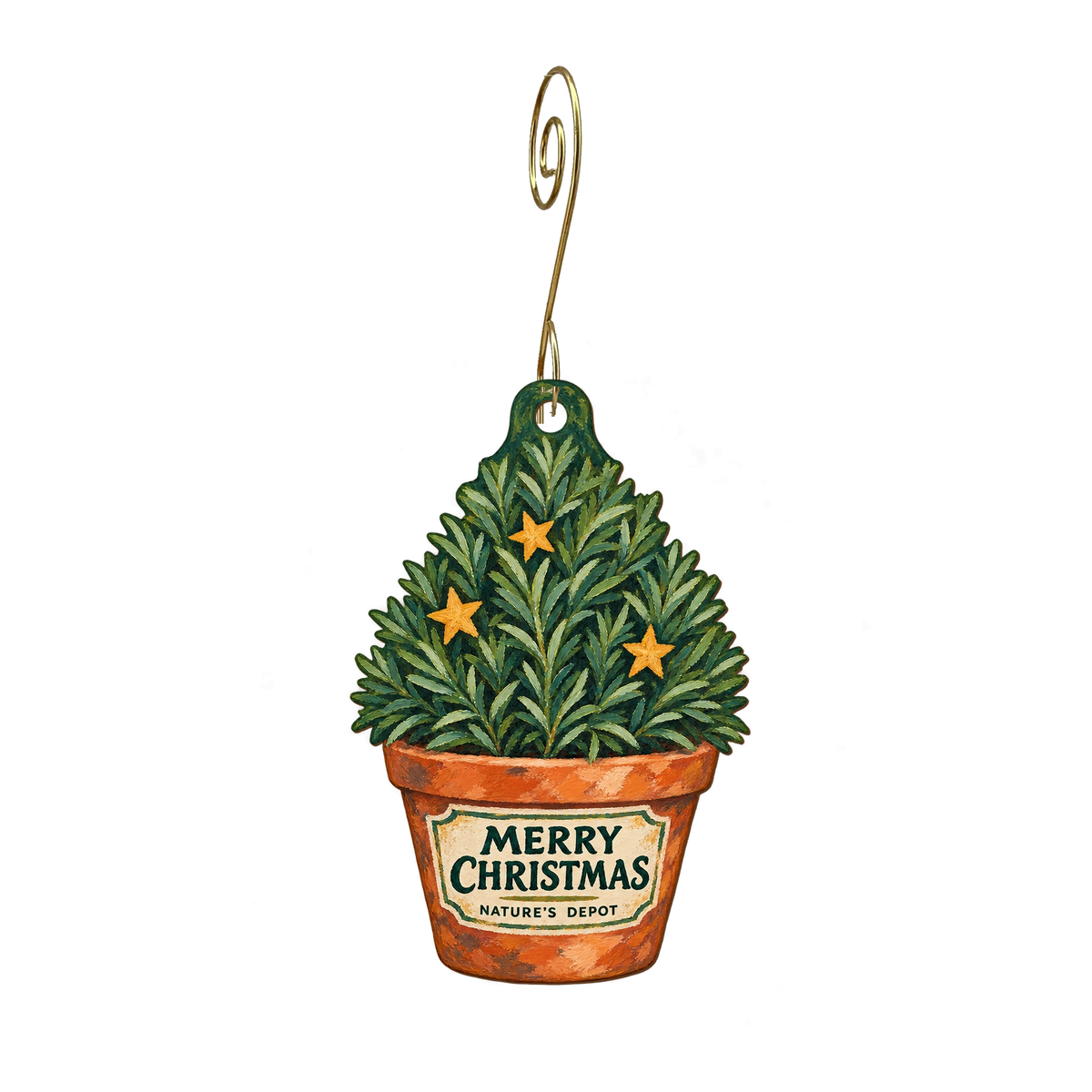 Natures Whole Food Depot — Christmas custom wood ornament OC2343, photographic gold spiral hook